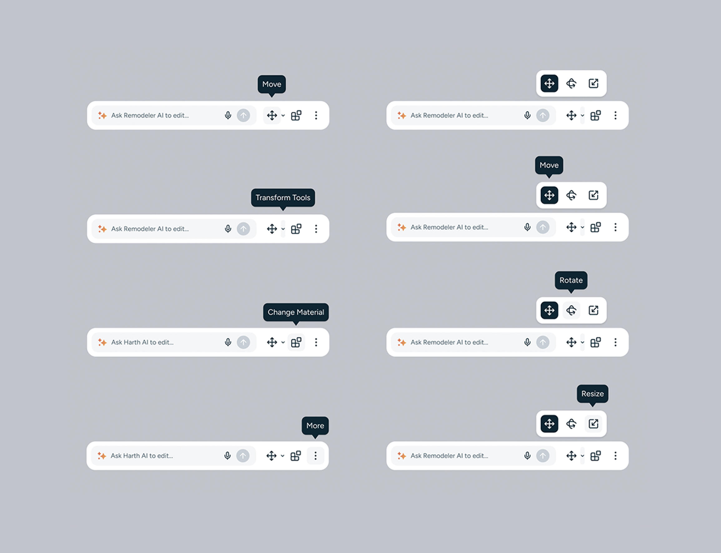 Object selection toolbar options